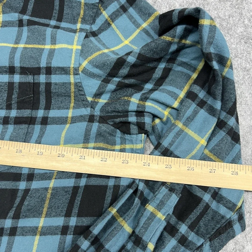 Banana Republic Shirt Mens L Blue Plaid Flannel Long Sleeve Button Casual Fall